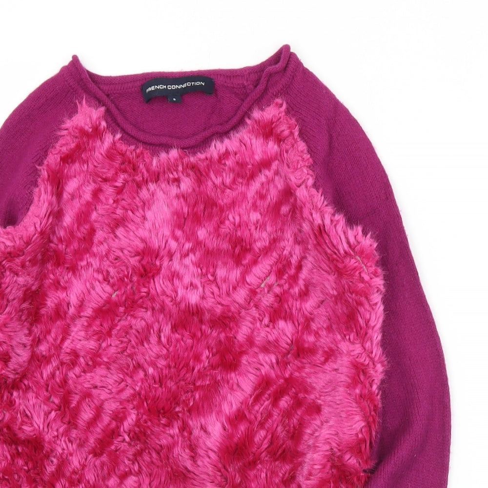 French Connection Womens Purple Round Neck  Modacrylic Pullover Jumper Size S