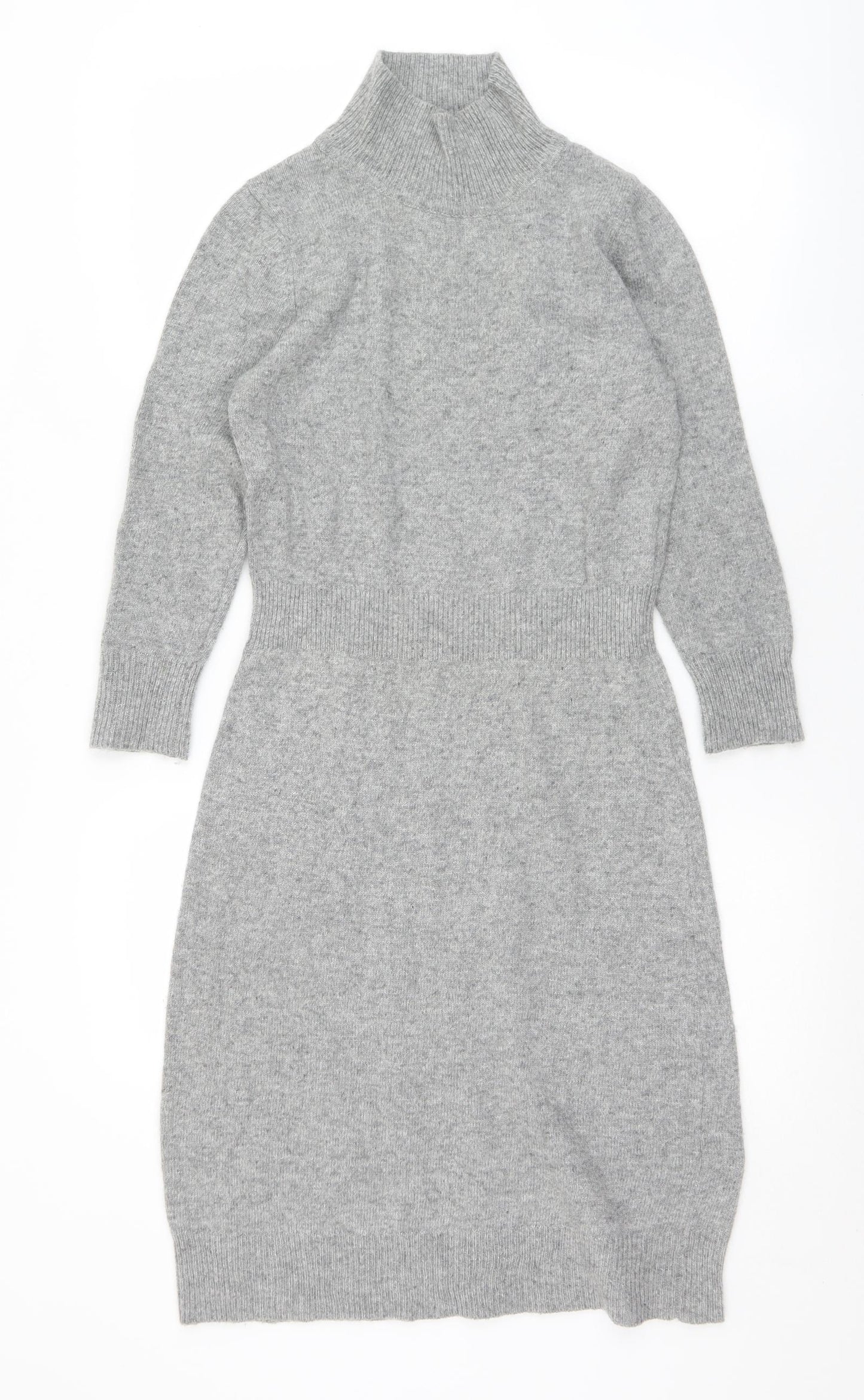 Jaeger Womens Grey  Viscose Jumper Dress  Size S  Mock Neck