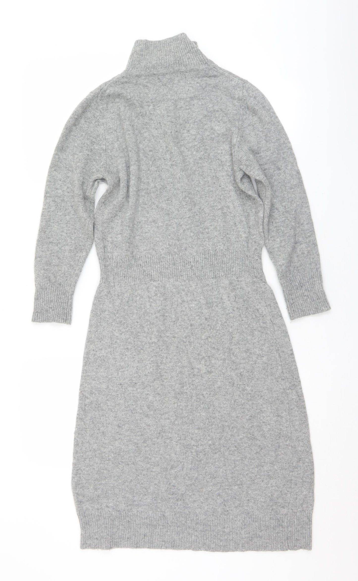Jaeger Womens Grey  Viscose Jumper Dress  Size S  Mock Neck