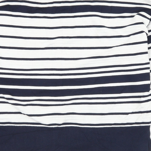 Topshop Womens White Crew Neck Striped Viscose Pullover Jumper Size 6