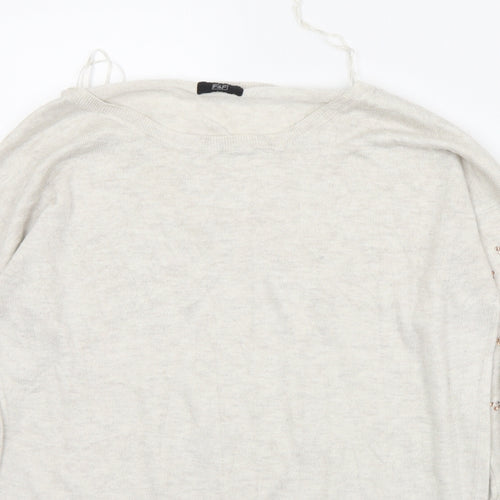 F&F Womens Ivory Round Neck  Polyester Pullover Jumper Size 14
