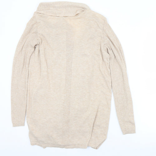 F&F Womens Beige Collared  Nylon Cardigan Jumper Size 10