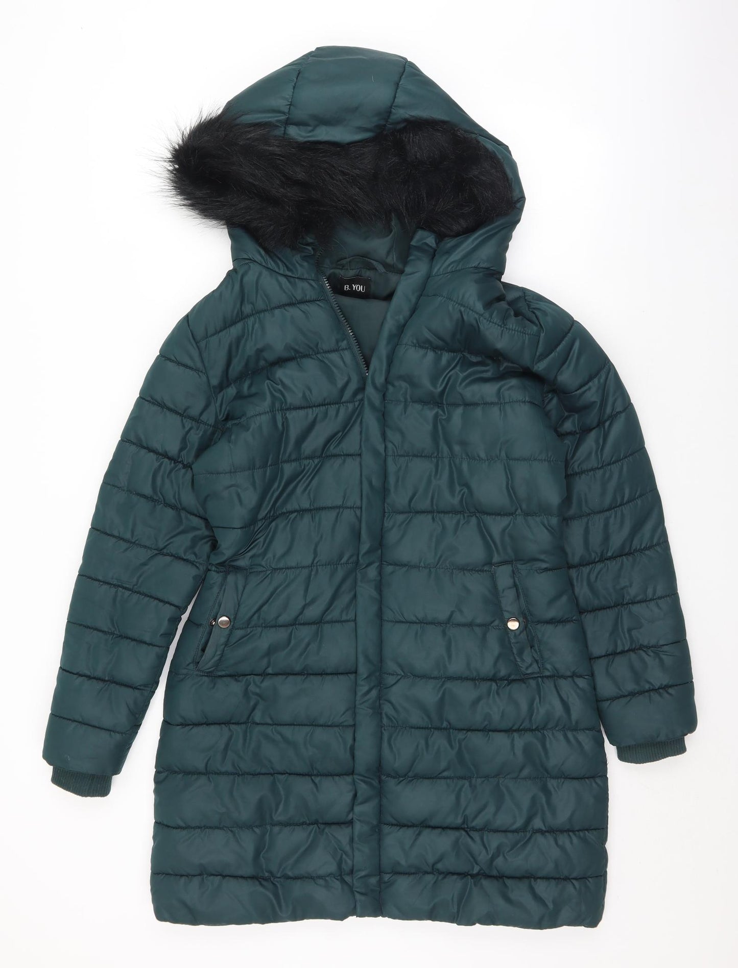 B. You Womens Green   Quilted Coat Size 10  Zip