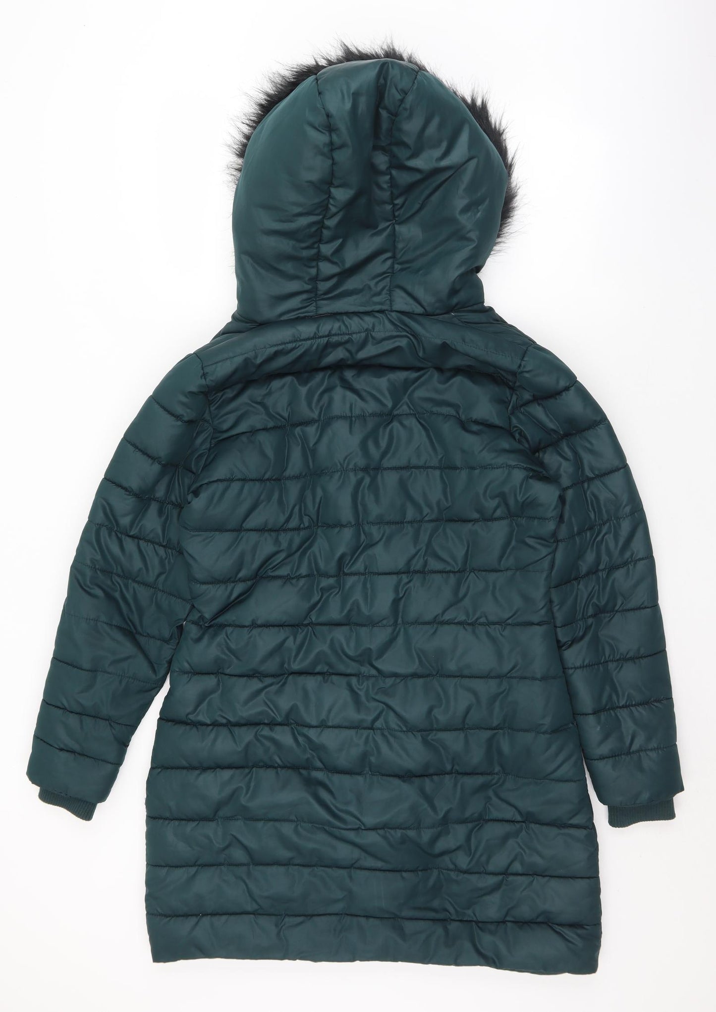 B. You Womens Green   Quilted Coat Size 10  Zip