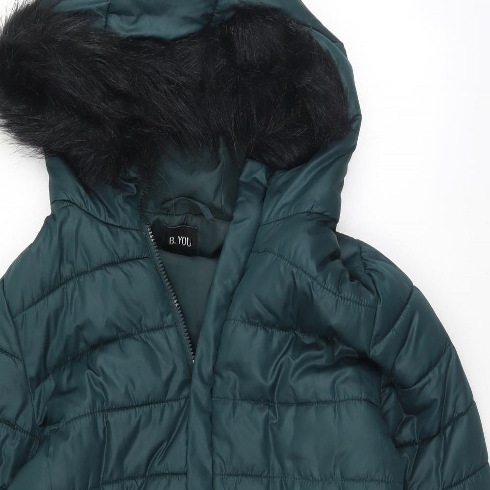 B. You Womens Green   Quilted Coat Size 10  Zip