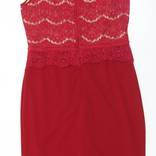 Marc Angelo Womens Red  Cotton Shift  Size 14  Round Neck Zip