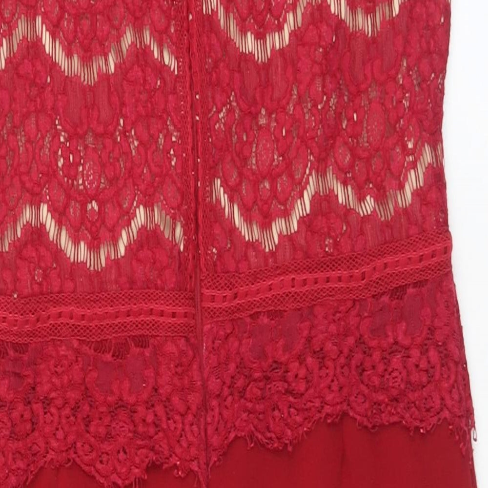 Marc Angelo Womens Red  Cotton Shift  Size 14  Round Neck Zip