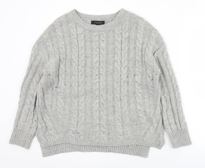 Primark Womens Grey Crew Neck Acrylic Pullover Jumper Size 6 - 6/8