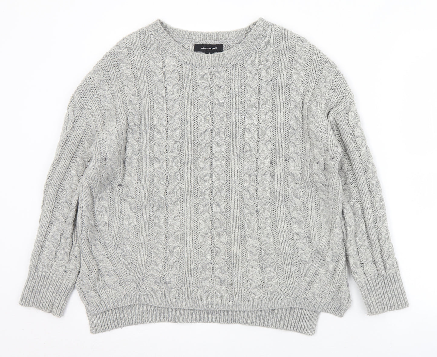 Primark Womens Grey Crew Neck  Acrylic Pullover Jumper Size 6   - 6/8