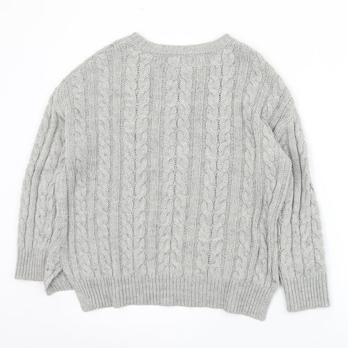 Primark Womens Grey Crew Neck  Acrylic Pullover Jumper Size 6   - 6/8