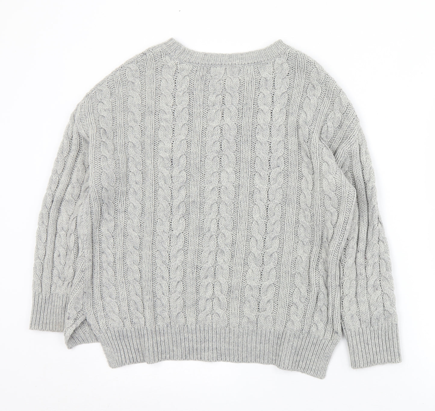 Primark Womens Grey Crew Neck  Acrylic Pullover Jumper Size 6   - 6/8