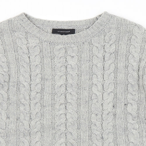 Primark Womens Grey Crew Neck  Acrylic Pullover Jumper Size 6   - 6/8
