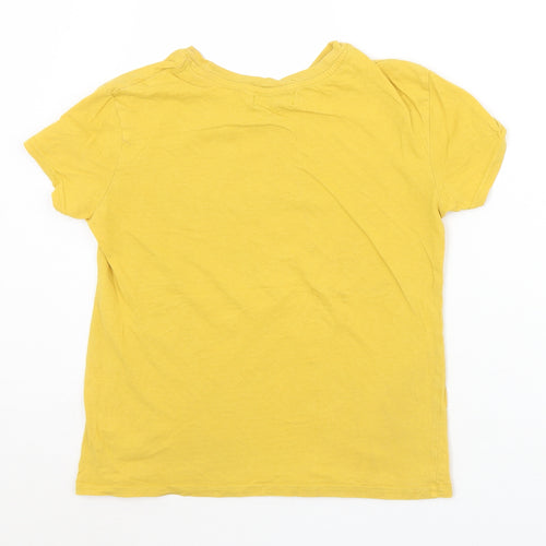 Berska Womens Yellow  Polyester Basic T-Shirt Size XS Crew Neck - Ohlala
