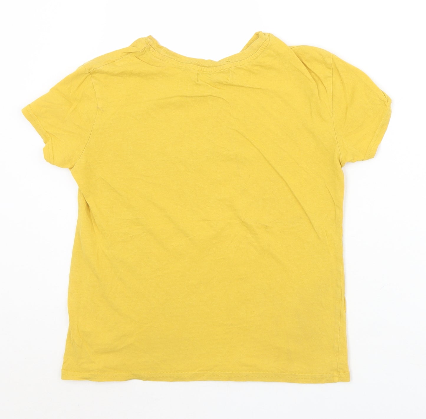 Berska Womens Yellow  Polyester Basic T-Shirt Size XS Crew Neck - Ohlala