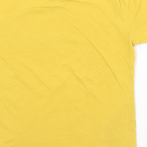 Berska Womens Yellow  Polyester Basic T-Shirt Size XS Crew Neck - Ohlala