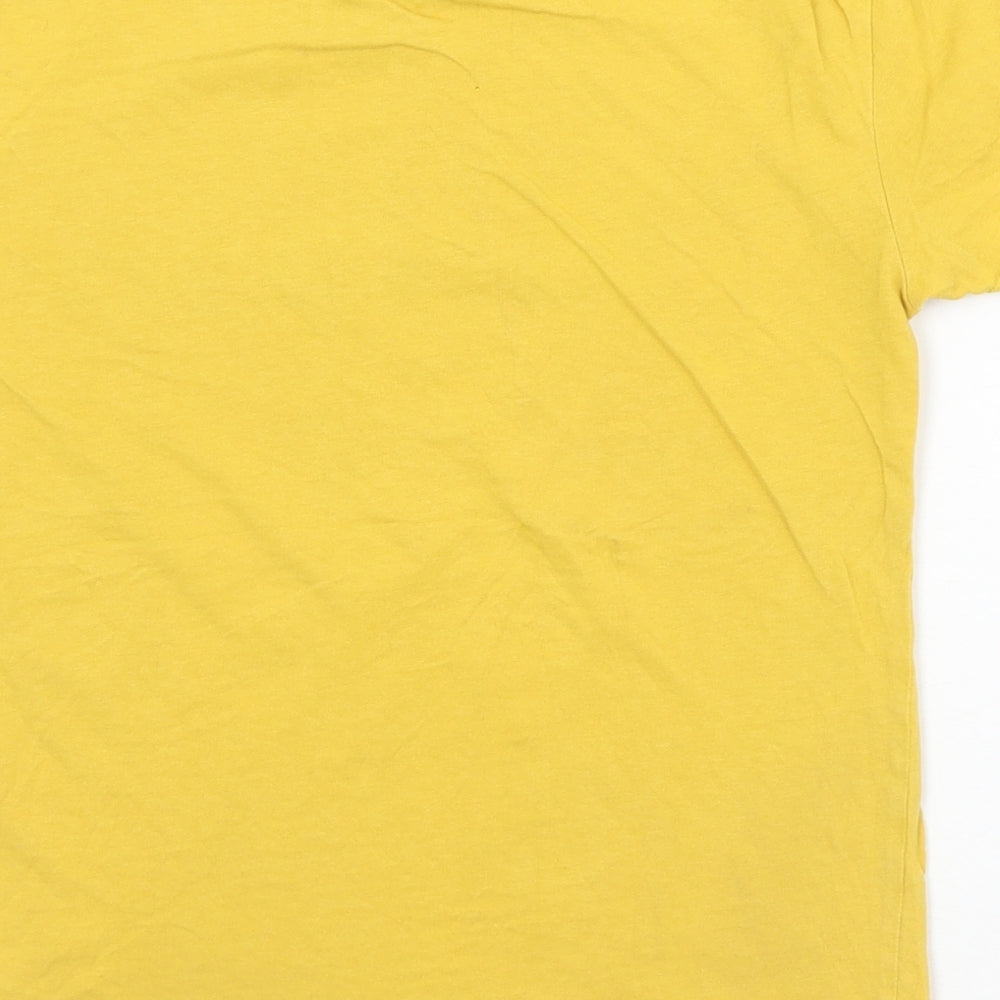Berska Womens Yellow  Polyester Basic T-Shirt Size XS Crew Neck - Ohlala