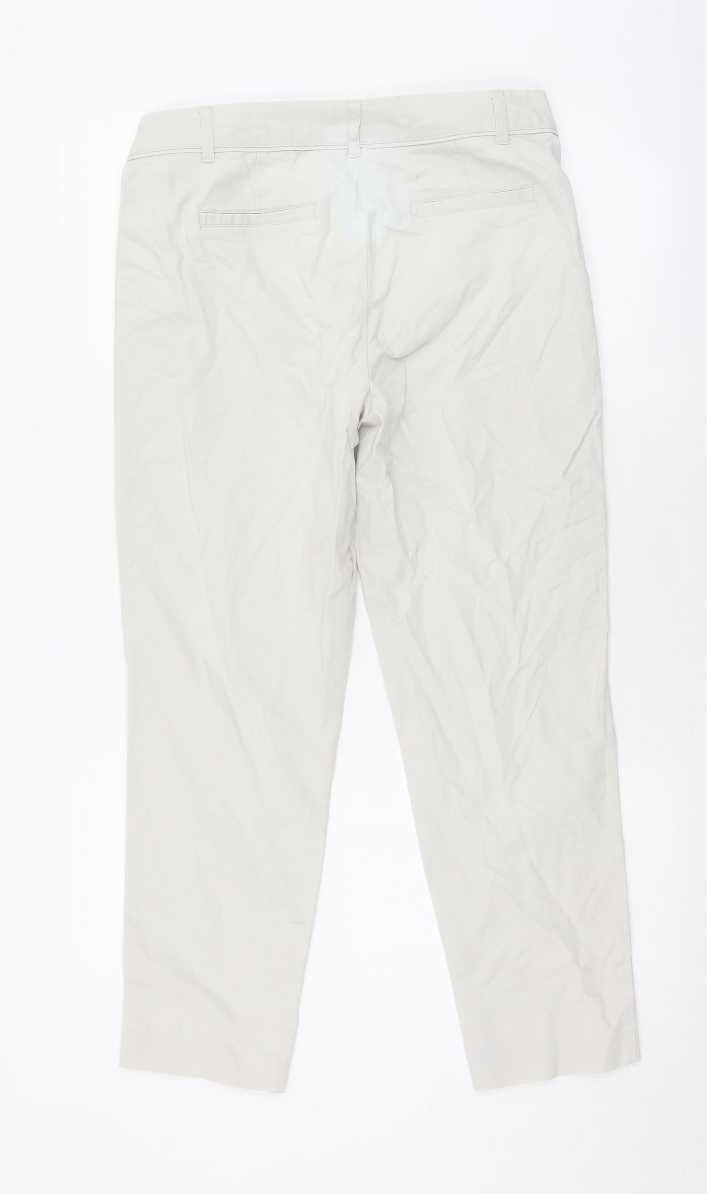 Laura Ashley Womens Ivory  Cotton Cropped Trousers Size 10 L26 in Regular Zip