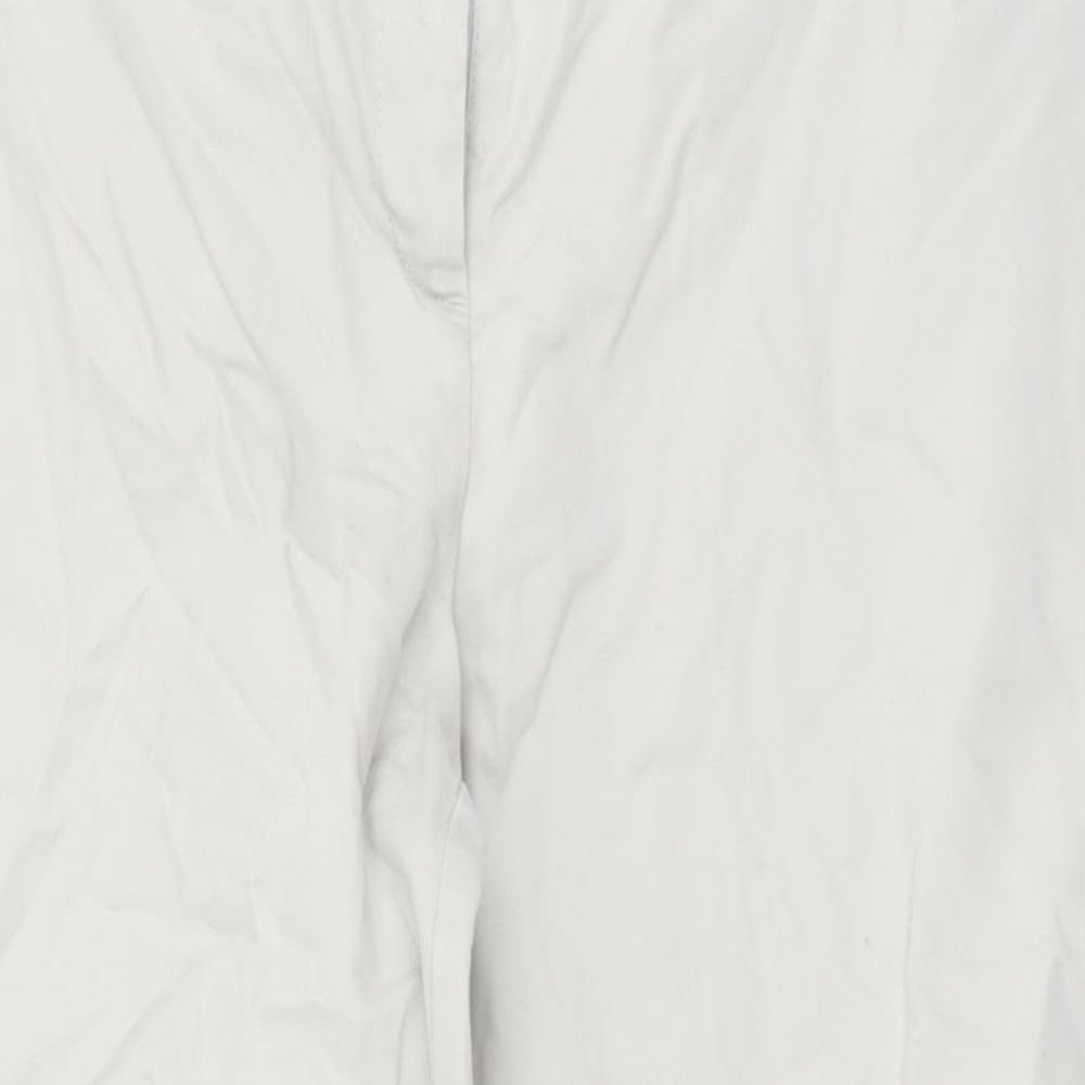 Laura Ashley Womens Ivory  Cotton Cropped Trousers Size 10 L26 in Regular Zip
