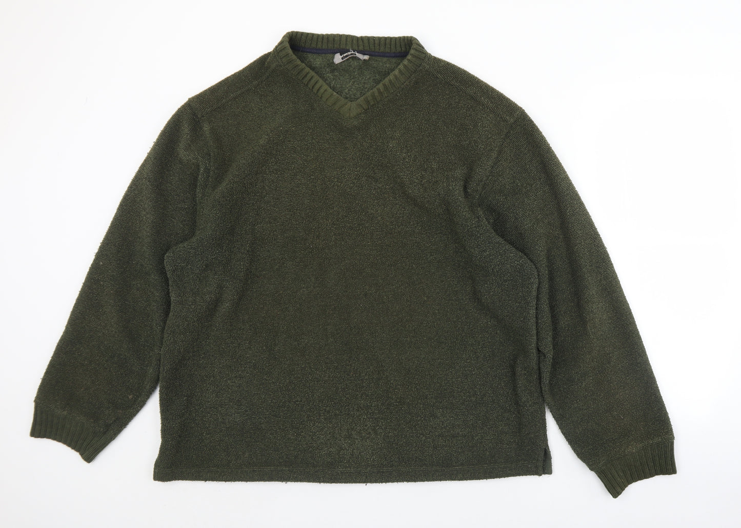 Armando Mens Green V-Neck  Polyester Pullover Jumper Size XL