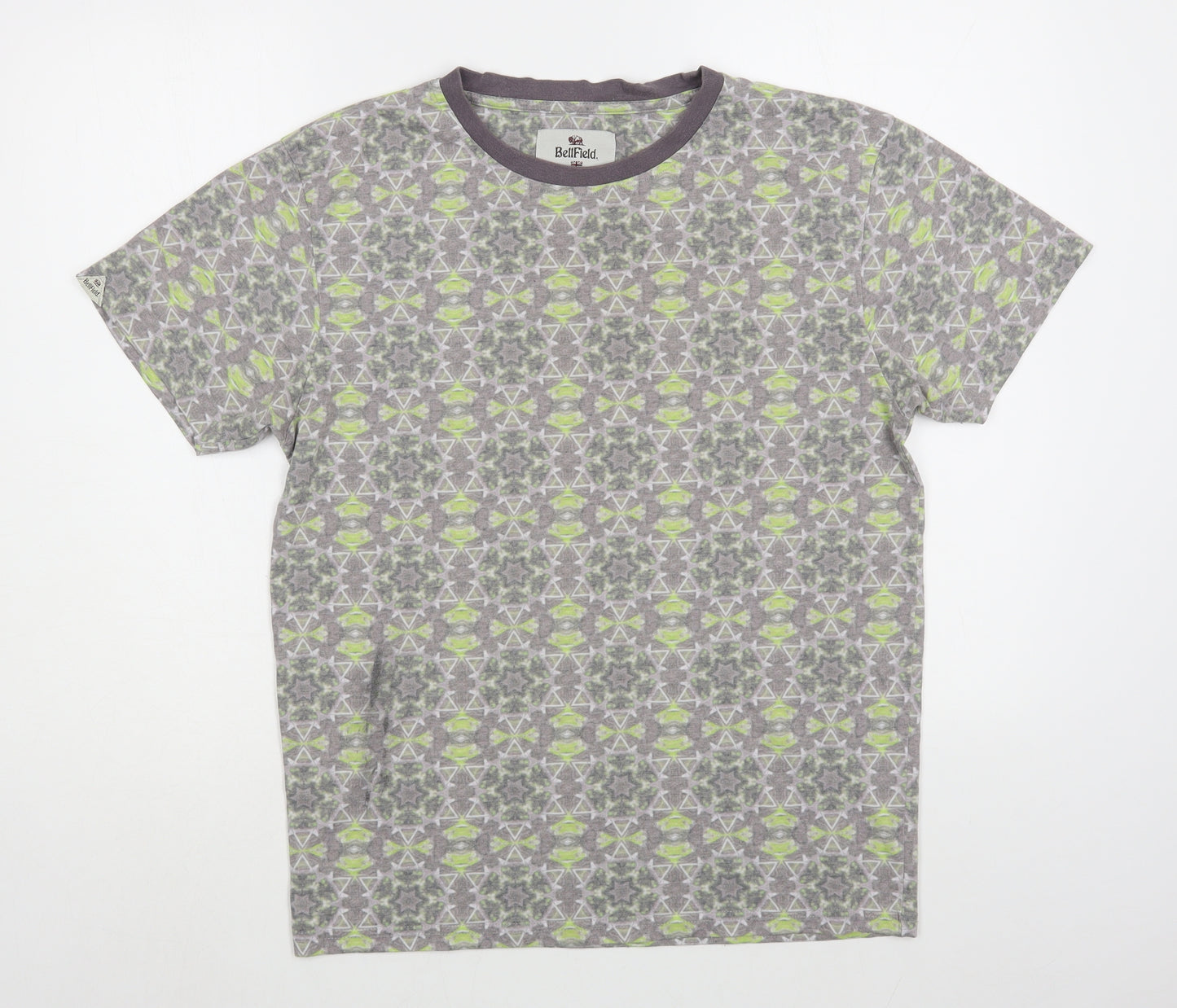 Bellfield Mens Multicoloured Geometric Cotton  T-Shirt Size M Round Neck