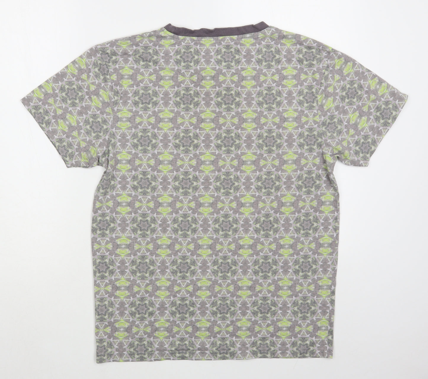 Bellfield Mens Multicoloured Geometric Cotton  T-Shirt Size M Round Neck
