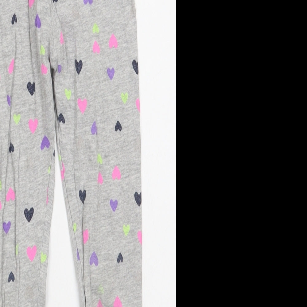 Little Kids Girls Grey Geometric Cotton Jogger Trousers Size 6-7 Years  Regular  - Leggings