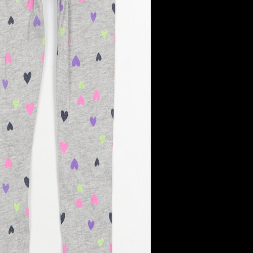 Little Kids Girls Grey Geometric Cotton Jogger Trousers Size 6-7 Years  Regular  - Leggings