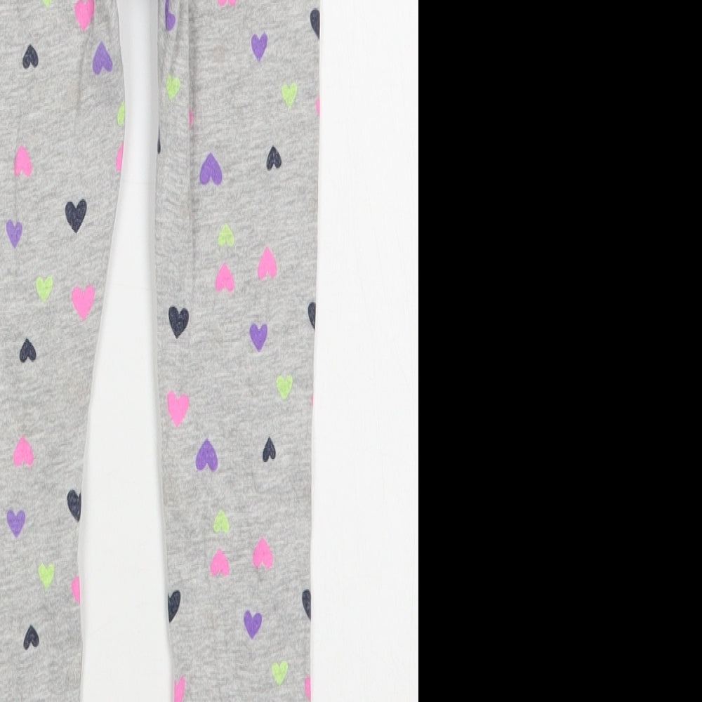 Little Kids Girls Grey Geometric Cotton Jogger Trousers Size 6-7 Years  Regular  - Leggings
