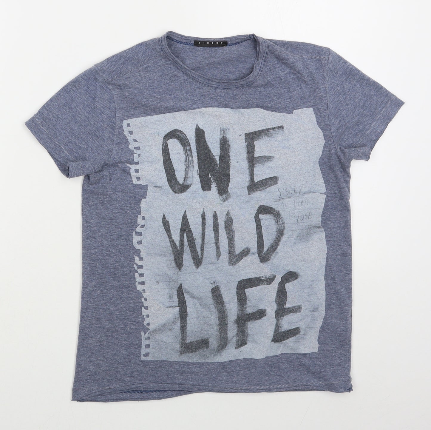 Sisley Boys Blue  Cotton Basic T-Shirt Size 8-9 Years Round Neck Pullover