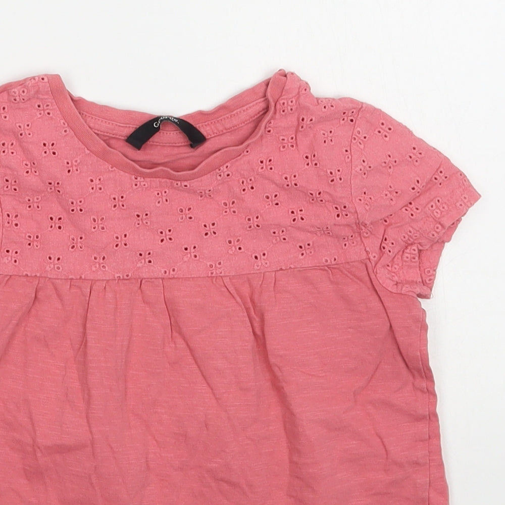 George Girls Pink  100% Cotton Basic T-Shirt Size 4-5 Years Round Neck Pullover
