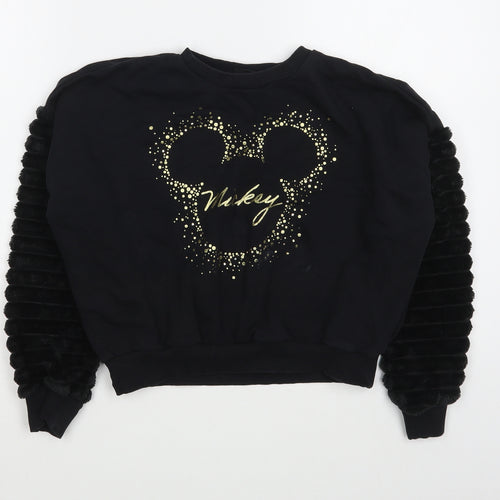 F&F Girls Black  Cotton Pullover Sweatshirt Size 9-10 Years  Pullover