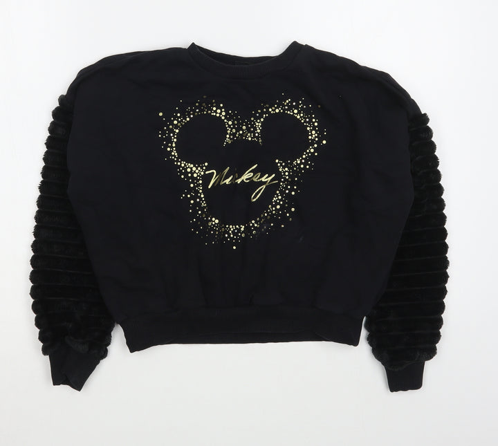 F&F Girls Black Cotton Pullover Sweatshirt Size 9-10 Years Pullover