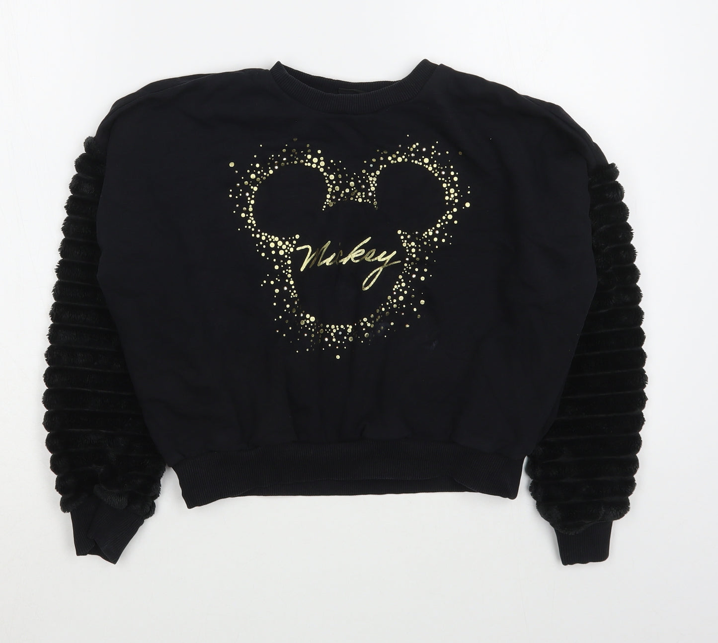 F&F Girls Black  Cotton Pullover Sweatshirt Size 9-10 Years  Pullover