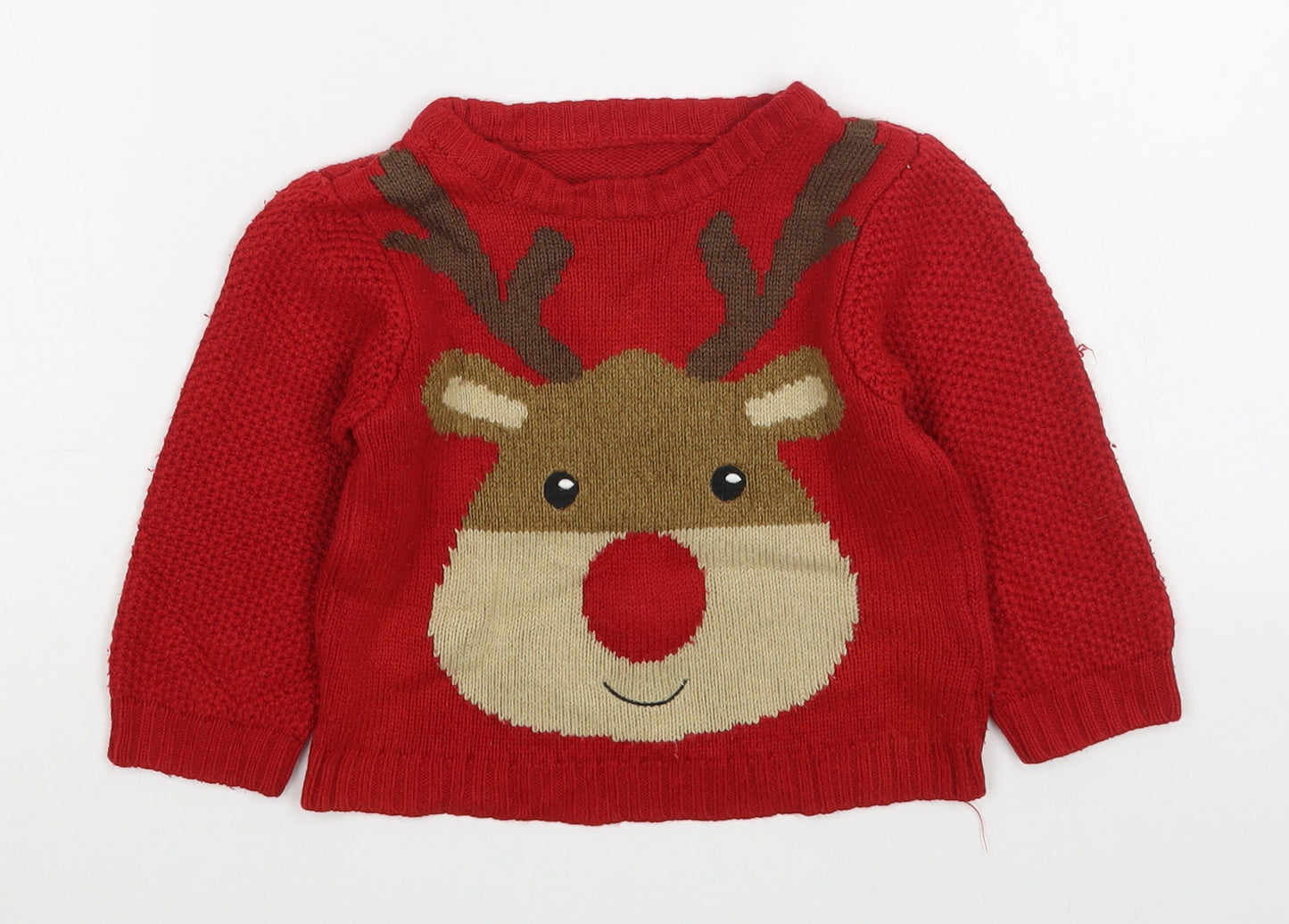 Mothercare Baby Red  Acrylic Pullover Jumper Size 18-24 Months  Pullover - Christmas