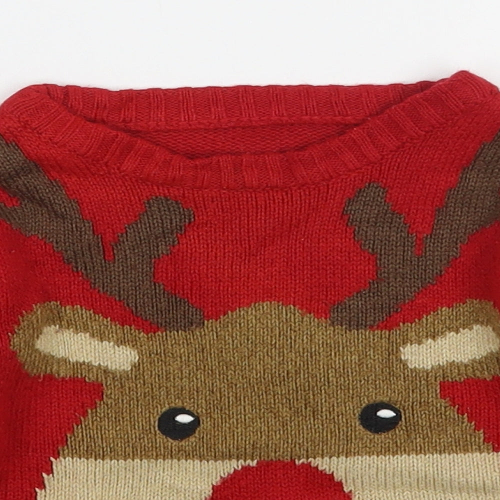 Mothercare Baby Red  Acrylic Pullover Jumper Size 18-24 Months  Pullover - Christmas
