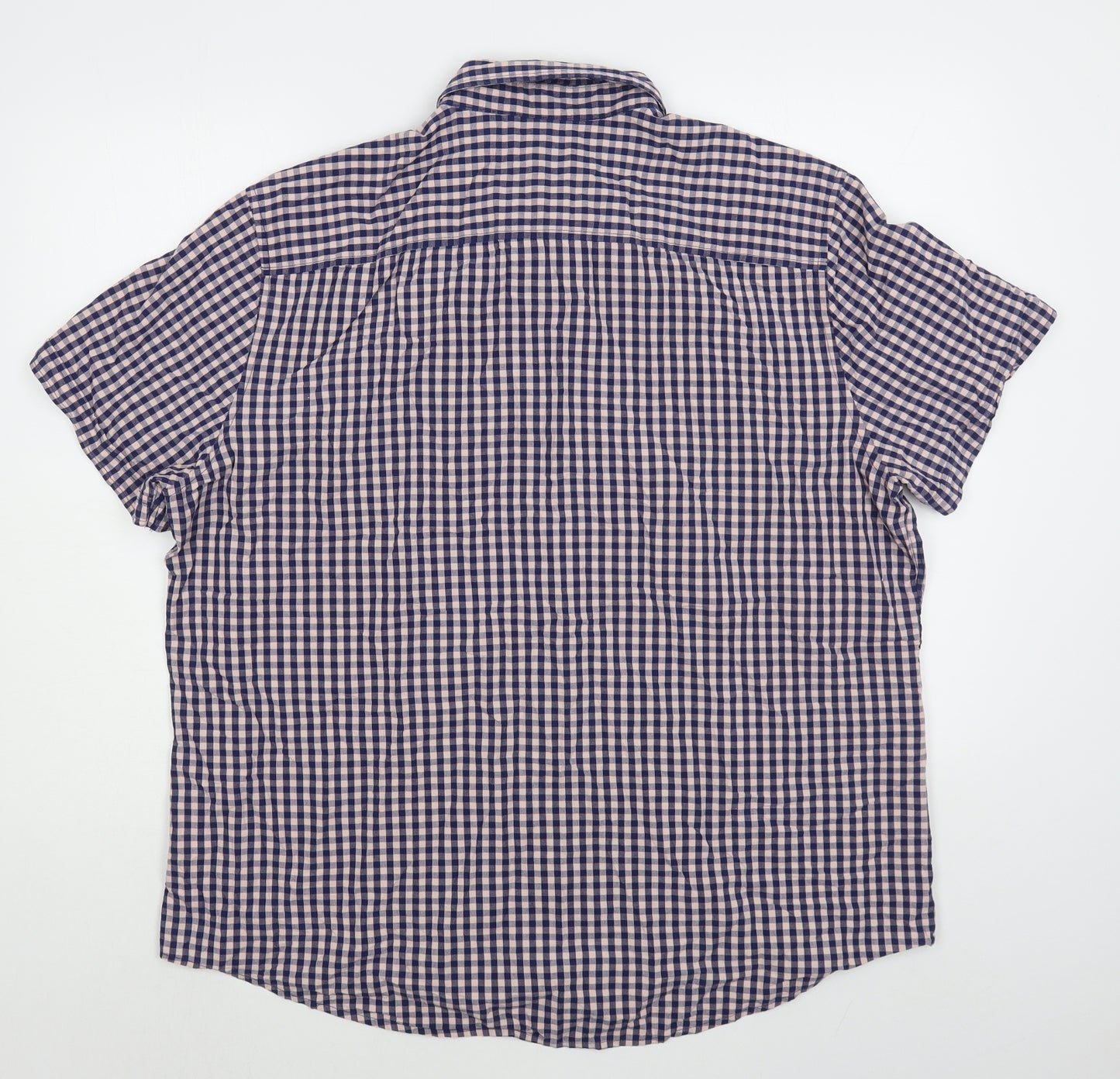 F&F Mens Blue Check Cotton  Button-Up Size 2XL Collared Button