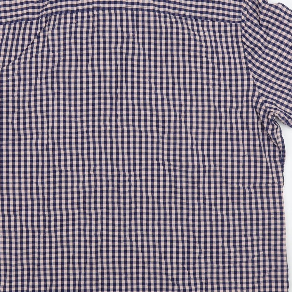 F&F Mens Blue Check Cotton  Button-Up Size 2XL Collared Button