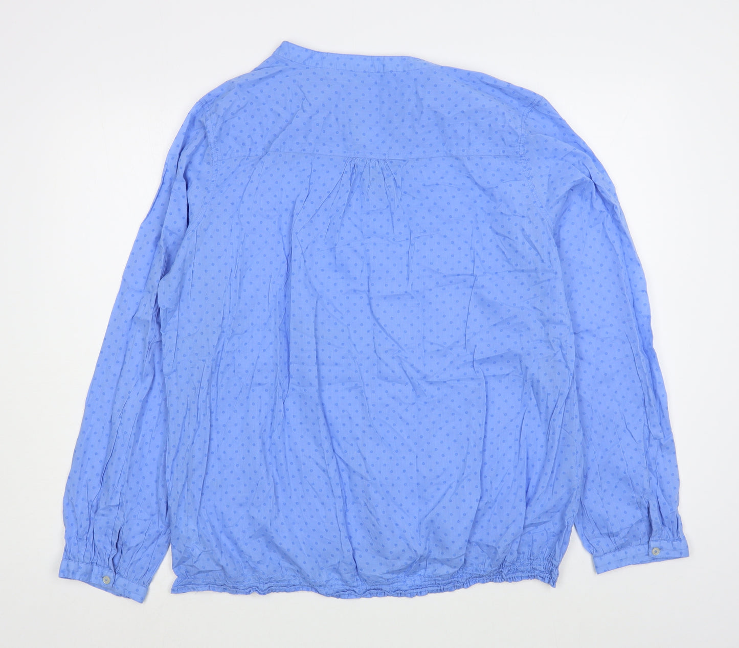 Vanden Bergh Womens Blue Polka Dot 100% Cotton Basic Blouse Size 18 V-Neck