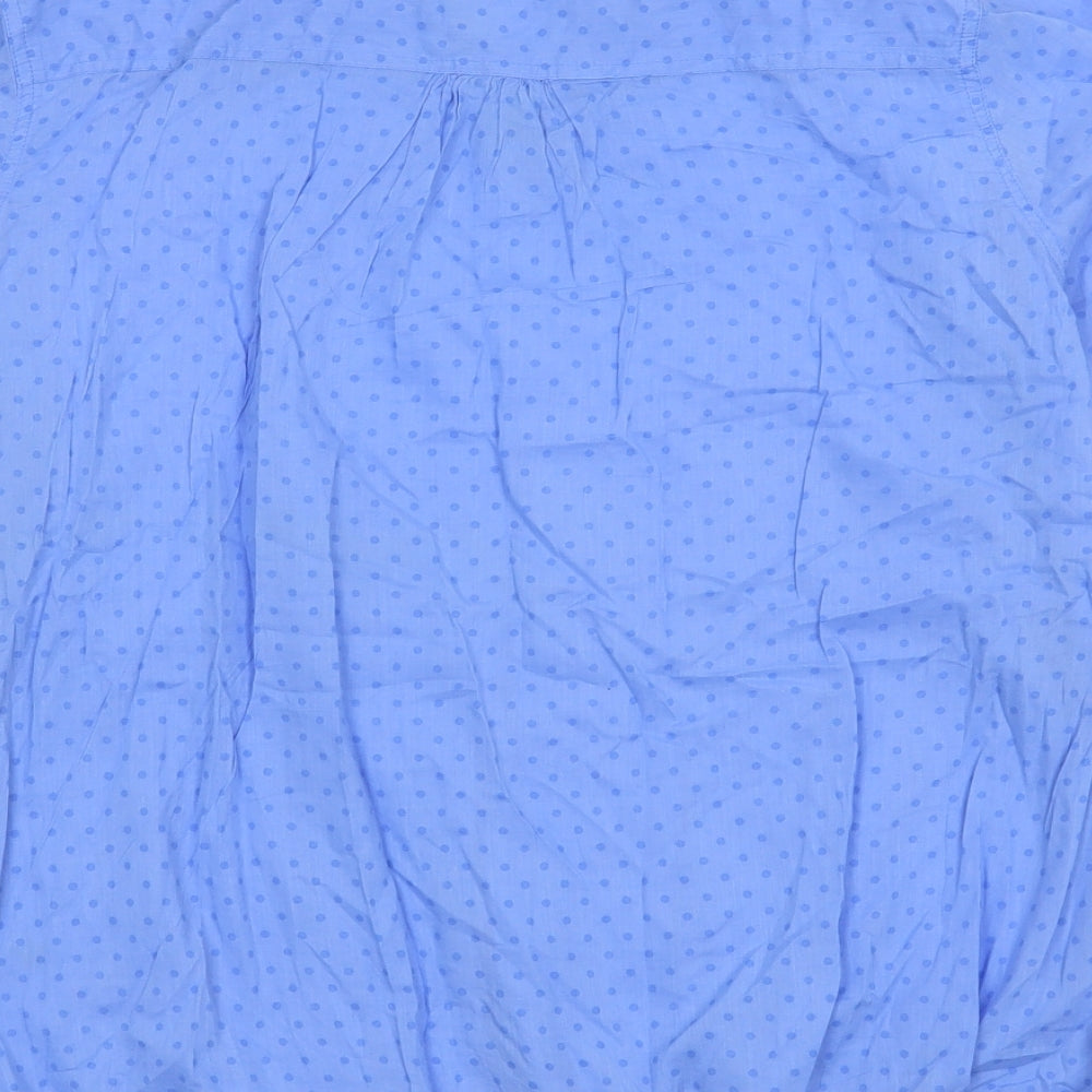 Vanden Bergh Womens Blue Polka Dot 100% Cotton Basic Blouse Size 18 V-Neck