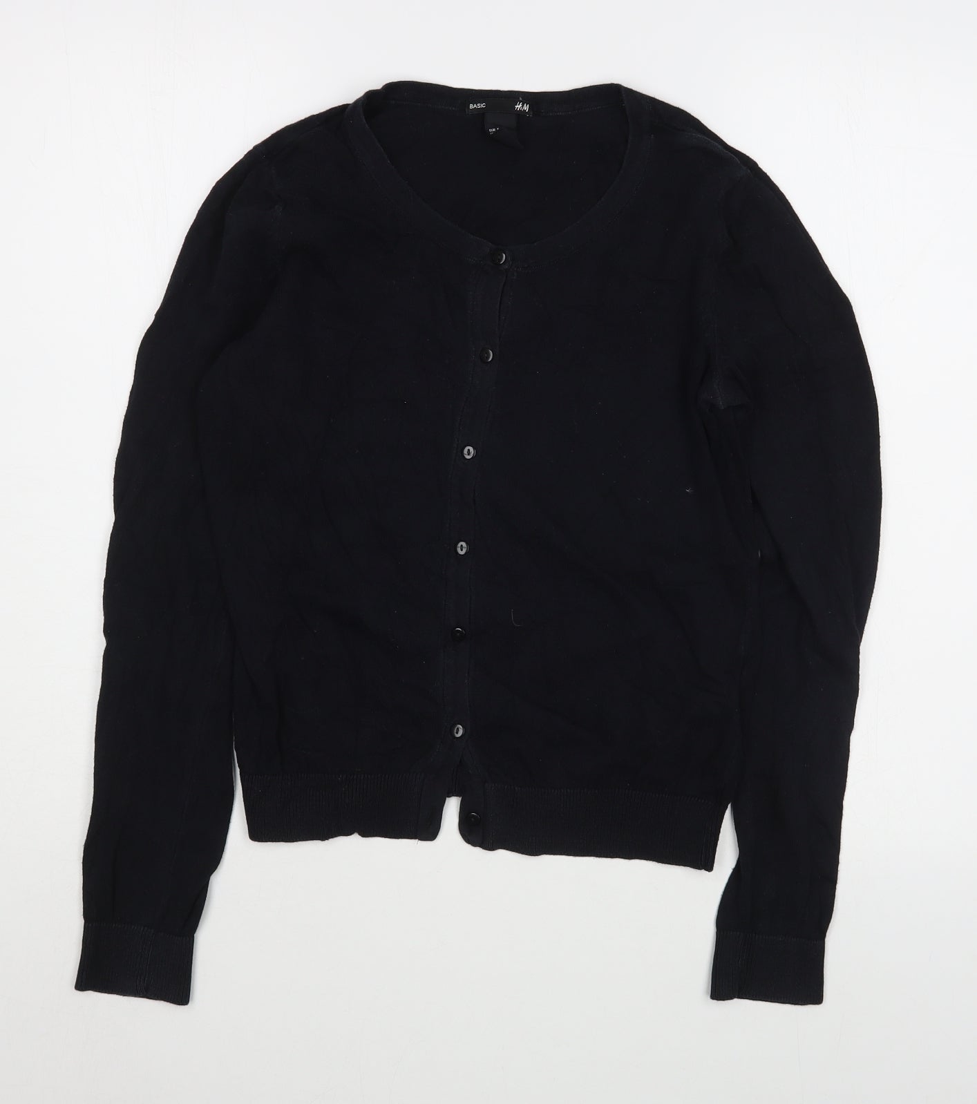 H&M Womens Black Scoop Neck  Cotton Cardigan Jumper Size S