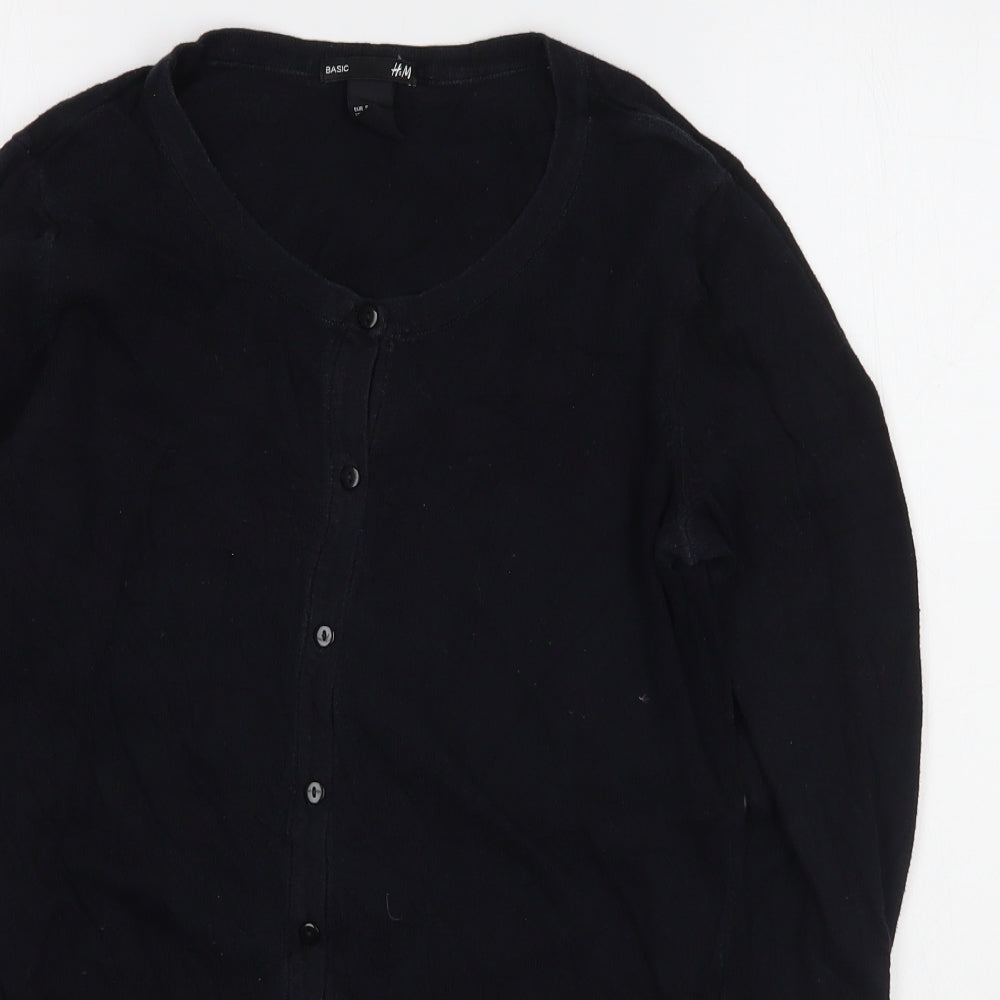 H&M Womens Black Scoop Neck  Cotton Cardigan Jumper Size S