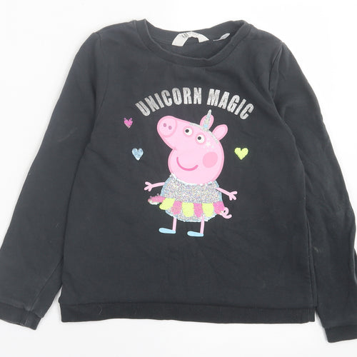 H&M Girls Grey  Cotton Pullover Sweatshirt Size 9-10 Years  Pullover - Peppa pig