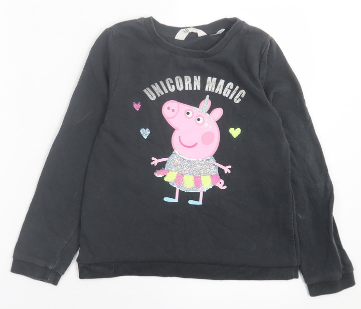 H&M Girls Grey  Cotton Pullover Sweatshirt Size 9-10 Years  Pullover - Peppa pig