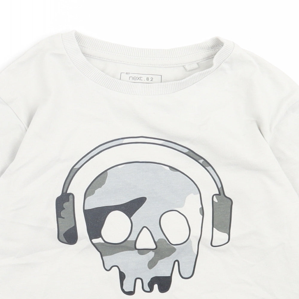 NEXT Boys Grey Camouflage Cotton Basic Casual Size 5-6 Years Crew Neck Pullover - Skull
