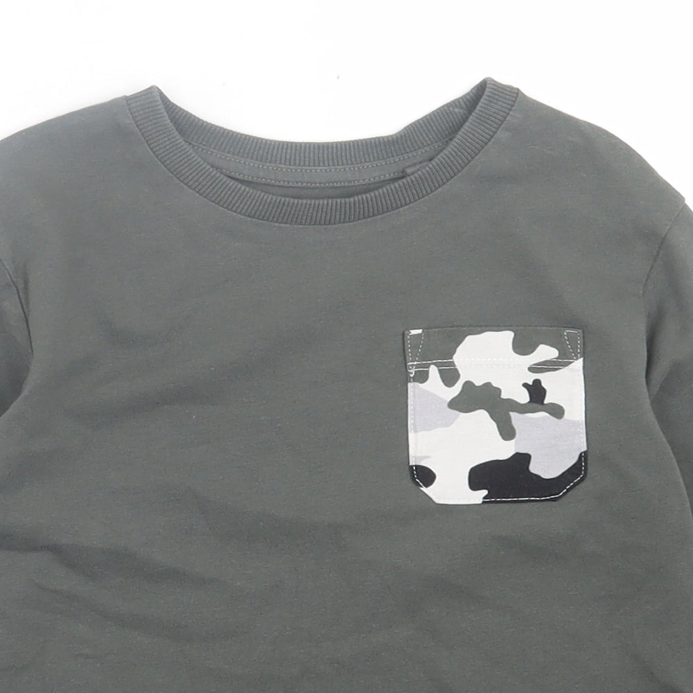 NEXT Boys Green Camouflage Cotton Basic Casual Size 5 Years Crew Neck Pullover