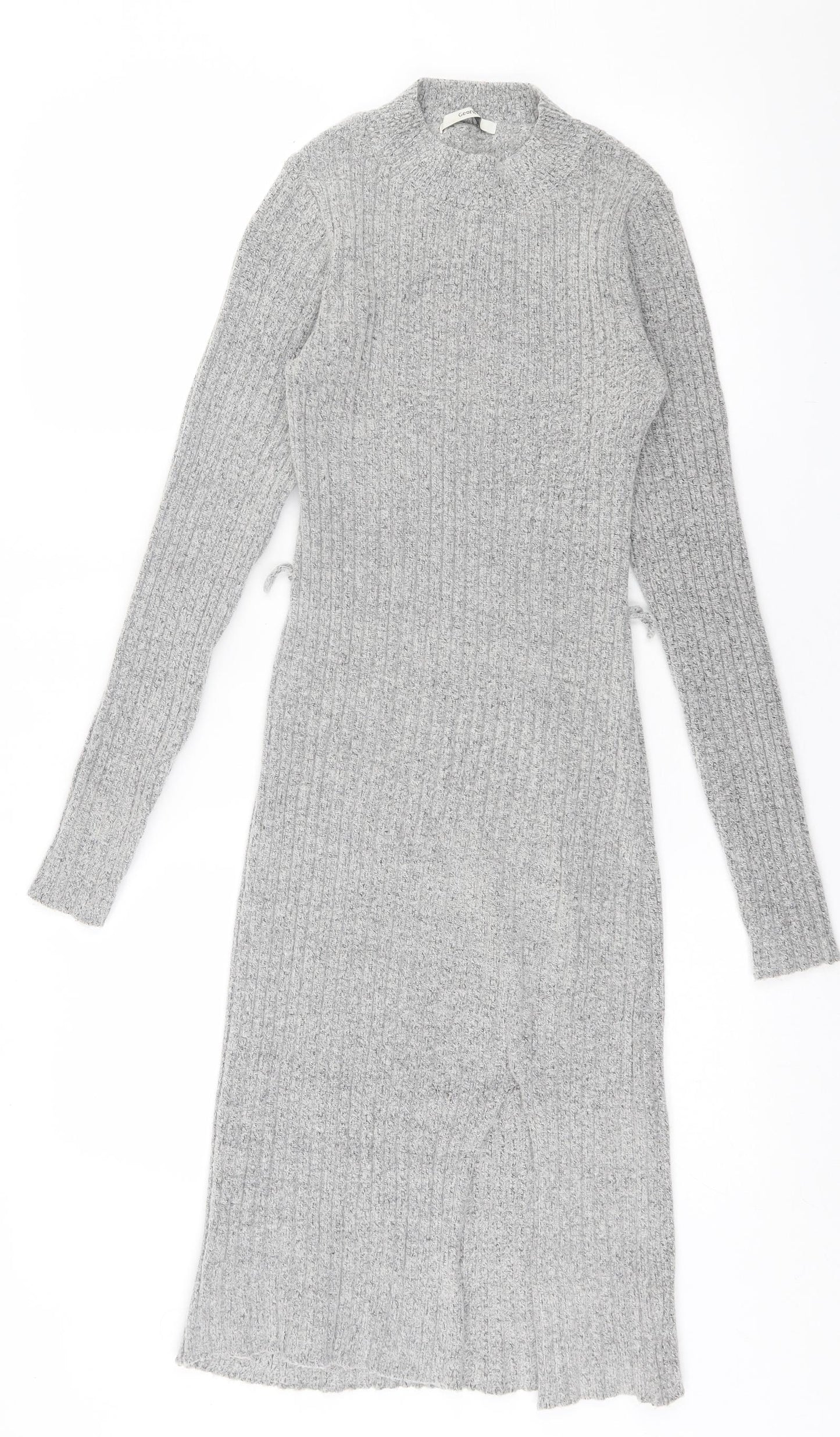 George Womens Grey  Acrylic Jumper Dress  Size XS  High Neck Pullover