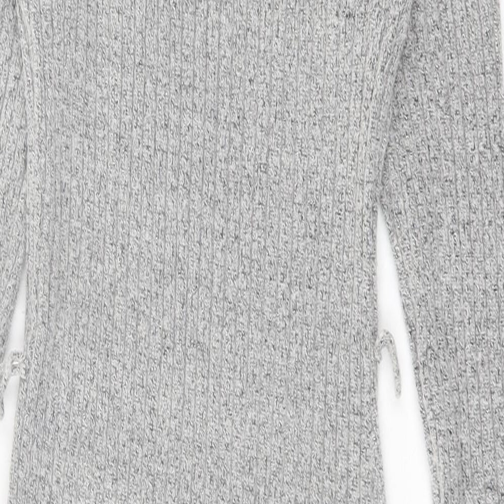 George Womens Grey  Acrylic Jumper Dress  Size XS  High Neck Pullover