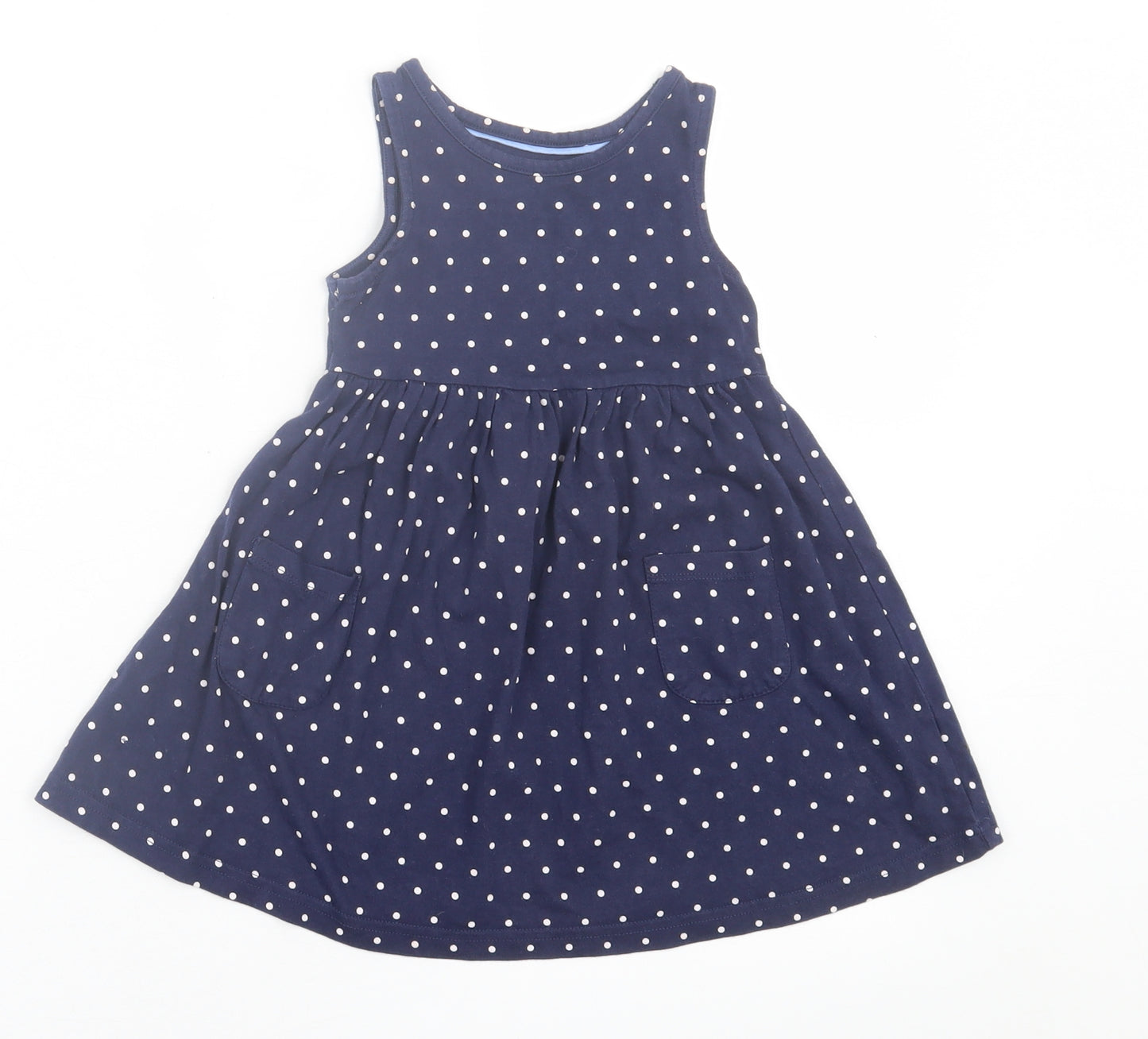 Nutmeg Girls Blue Polka Dot Cotton A-Line  Size 2-3 Years  Crew Neck Pullover