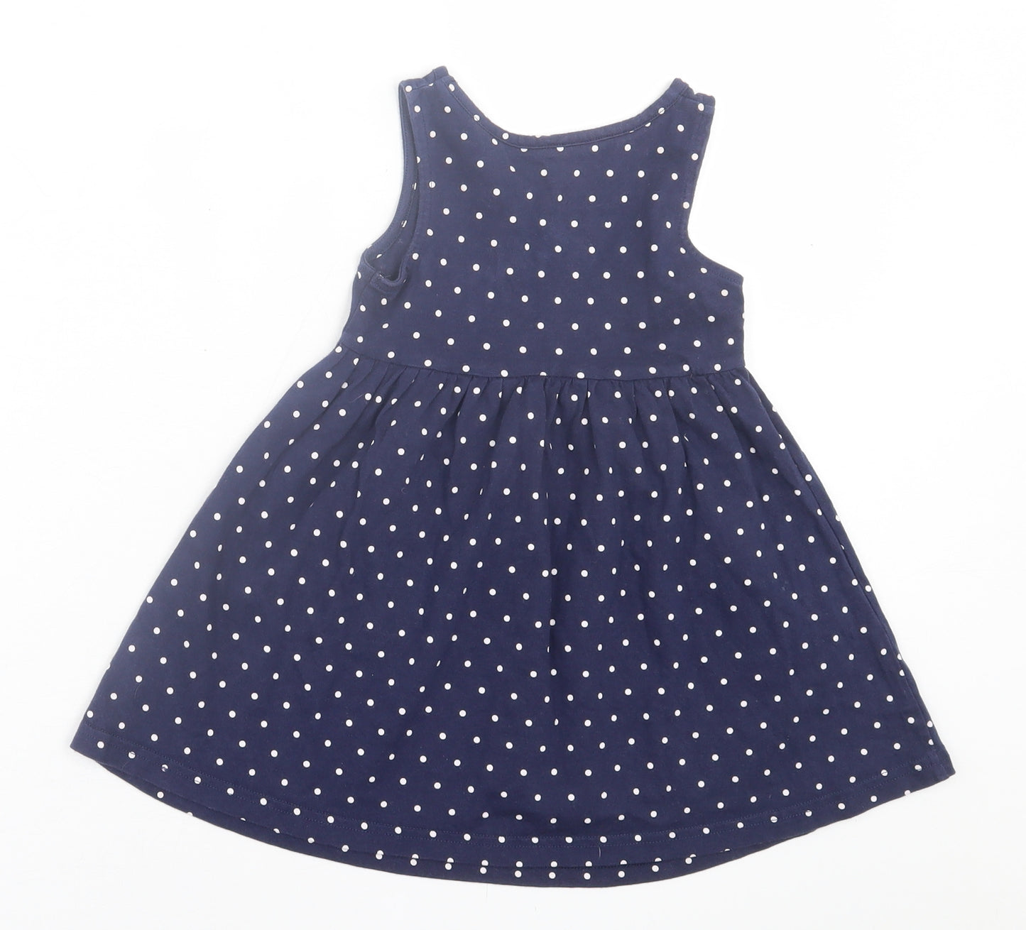 Nutmeg Girls Blue Polka Dot Cotton A-Line  Size 2-3 Years  Crew Neck Pullover