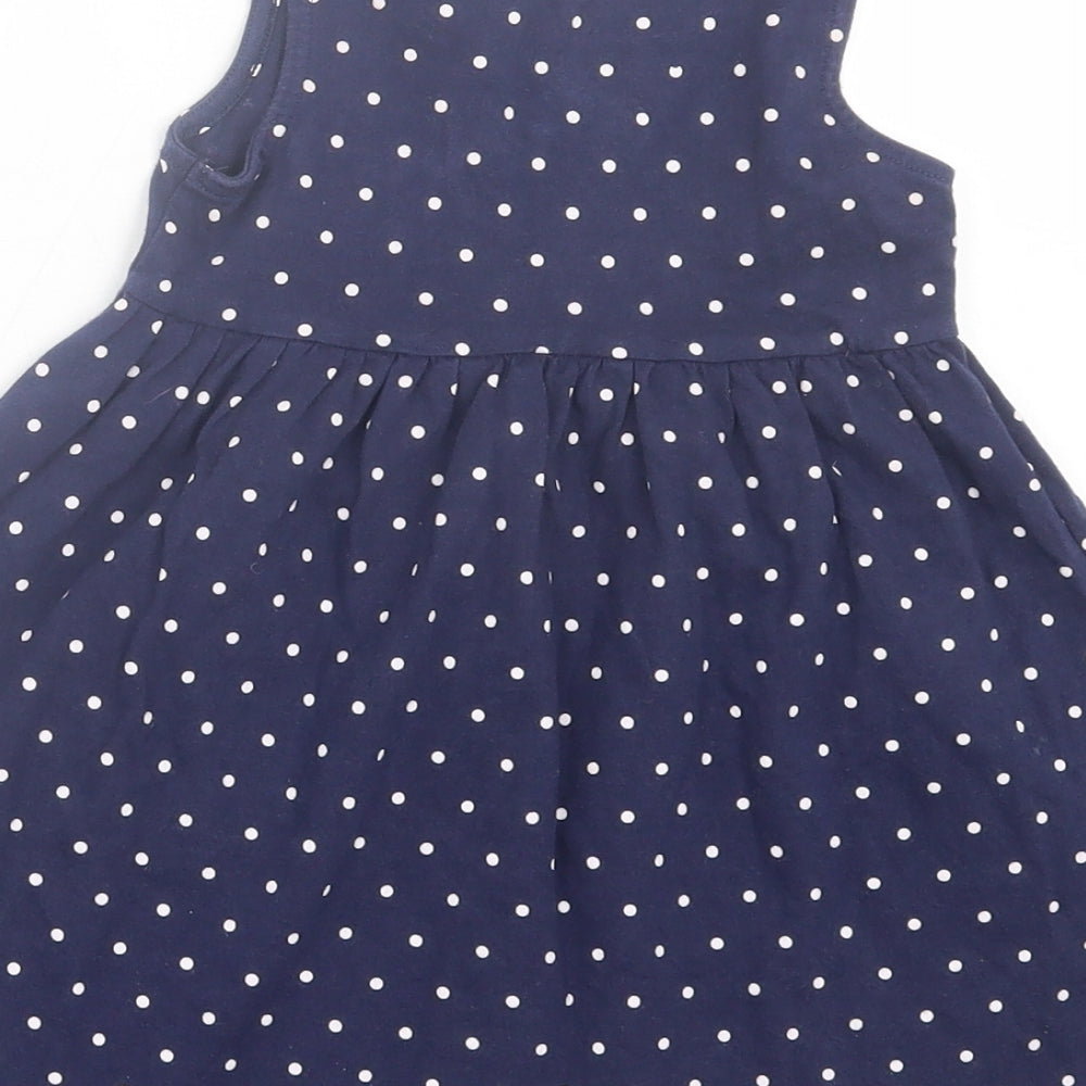 Nutmeg Girls Blue Polka Dot Cotton A-Line  Size 2-3 Years  Crew Neck Pullover